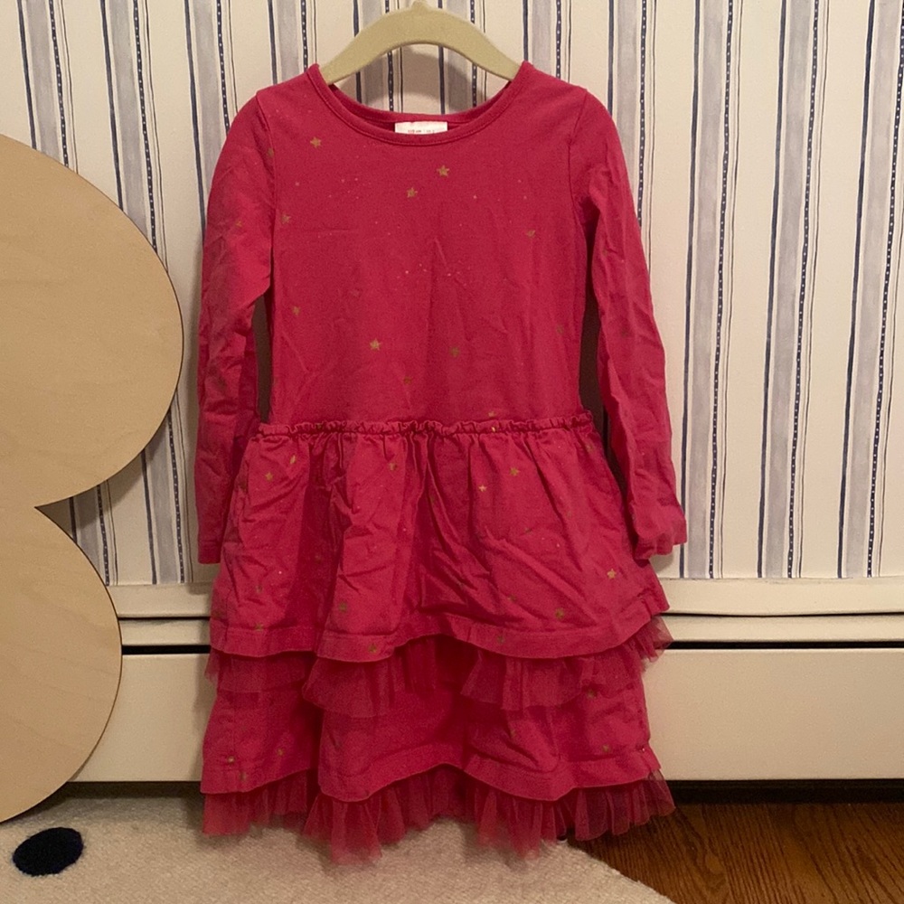 Hanna Andersson Fuchsia & Gold Star cotton & tulle size 5 dress 💖💖💖